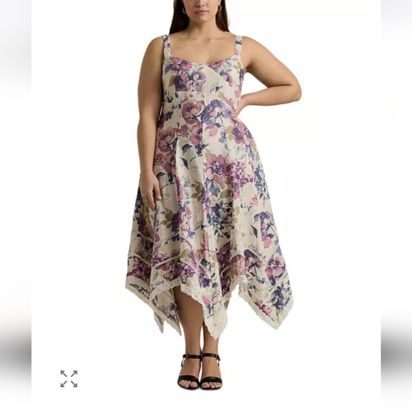 Lauren Ralph Lauren NWTs Plus Floral Linen Sleeveless Dress - Picture 1 of 7